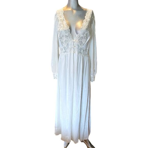Vintage Shadow Line White Lace Robe Large - Picture 1 of 13